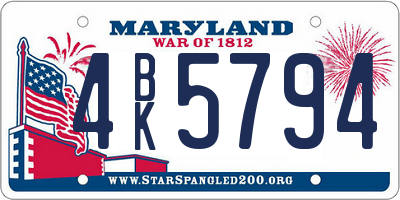 MD license plate 4BK5794