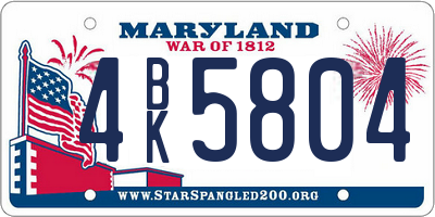 MD license plate 4BK5804