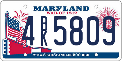 MD license plate 4BK5809