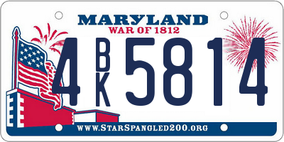 MD license plate 4BK5814