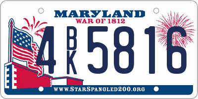 MD license plate 4BK5816