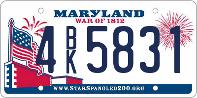 MD license plate 4BK5831
