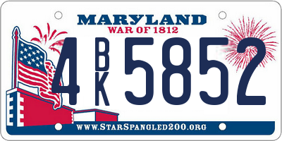 MD license plate 4BK5852