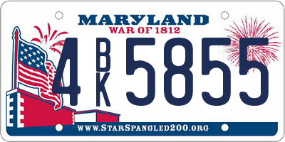 MD license plate 4BK5855