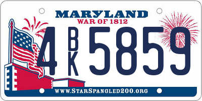 MD license plate 4BK5859