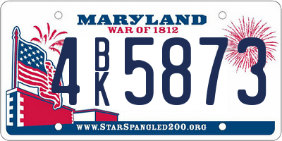 MD license plate 4BK5873