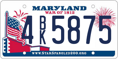 MD license plate 4BK5875