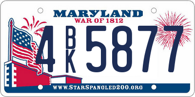 MD license plate 4BK5877