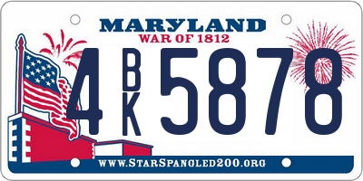 MD license plate 4BK5878