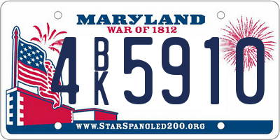 MD license plate 4BK5910