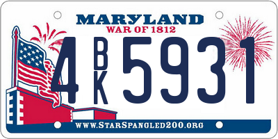 MD license plate 4BK5931
