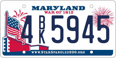 MD license plate 4BK5945