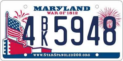 MD license plate 4BK5948