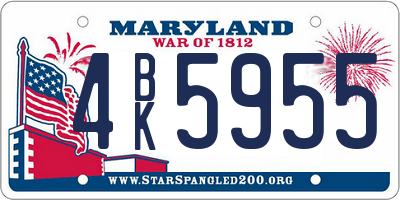 MD license plate 4BK5955