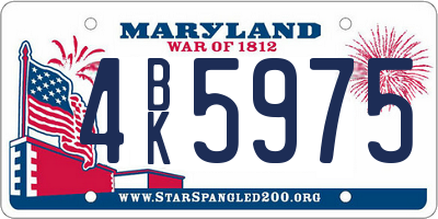 MD license plate 4BK5975