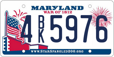 MD license plate 4BK5976