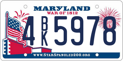 MD license plate 4BK5978