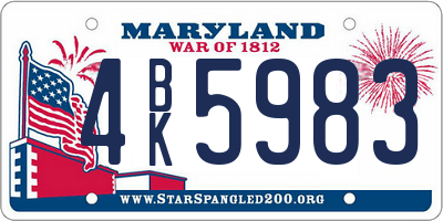 MD license plate 4BK5983
