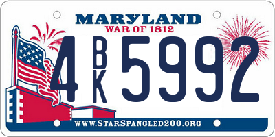 MD license plate 4BK5992