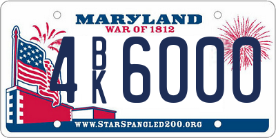 MD license plate 4BK6000