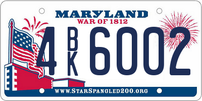 MD license plate 4BK6002