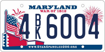 MD license plate 4BK6004
