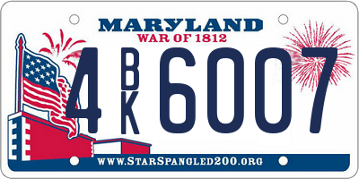 MD license plate 4BK6007