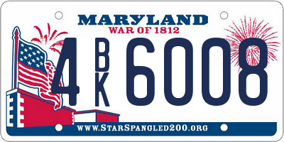 MD license plate 4BK6008