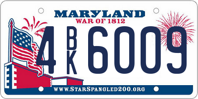 MD license plate 4BK6009
