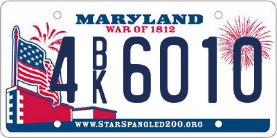 MD license plate 4BK6010