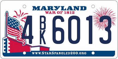 MD license plate 4BK6013