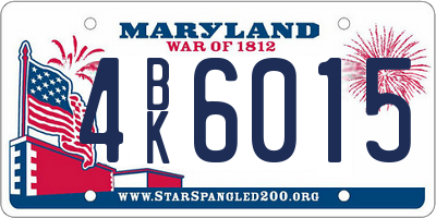 MD license plate 4BK6015