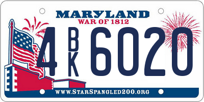 MD license plate 4BK6020