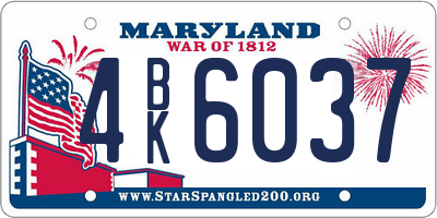 MD license plate 4BK6037