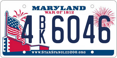 MD license plate 4BK6046