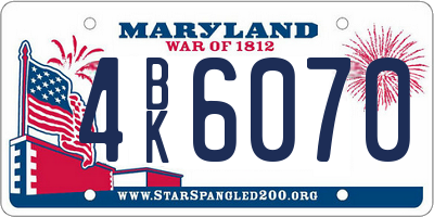 MD license plate 4BK6070