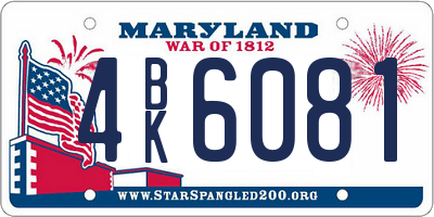 MD license plate 4BK6081