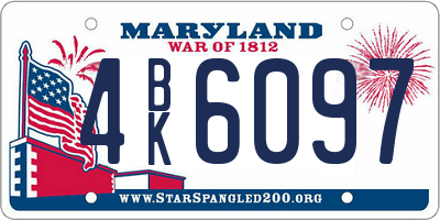 MD license plate 4BK6097