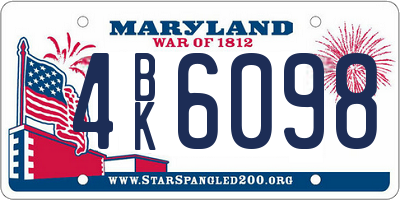 MD license plate 4BK6098