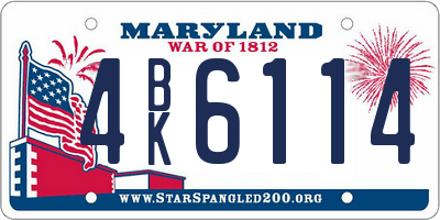 MD license plate 4BK6114