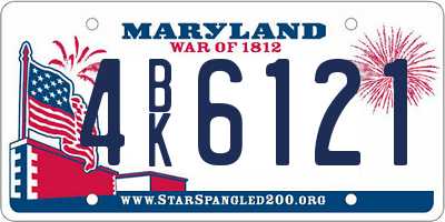 MD license plate 4BK6121