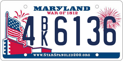 MD license plate 4BK6136