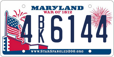 MD license plate 4BK6144
