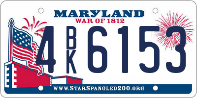 MD license plate 4BK6153