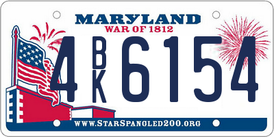 MD license plate 4BK6154