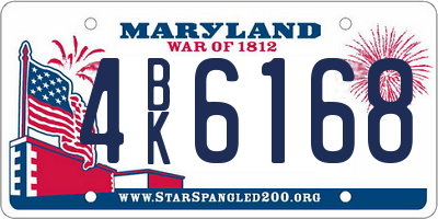 MD license plate 4BK6168