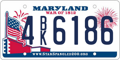 MD license plate 4BK6186