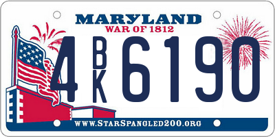 MD license plate 4BK6190