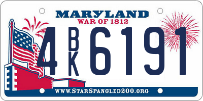 MD license plate 4BK6191