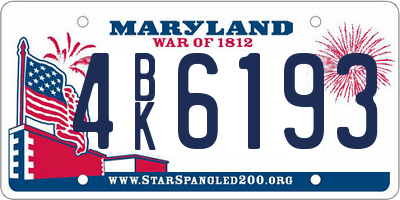 MD license plate 4BK6193